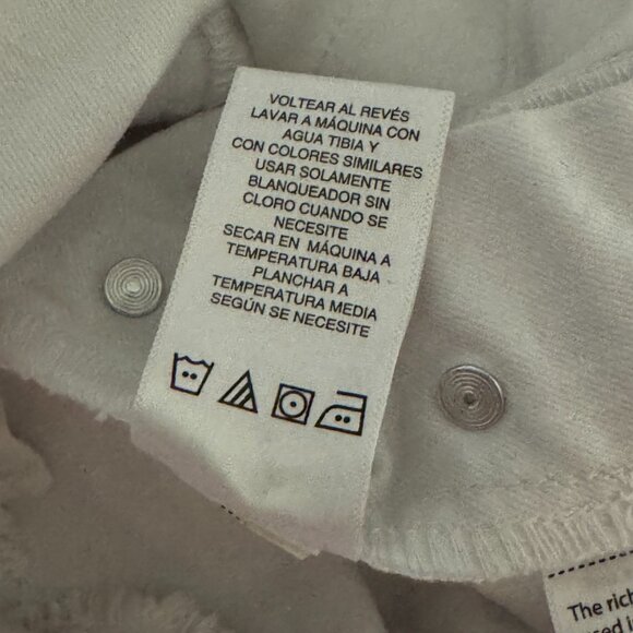 EUC White Denim Overall Dress – Distressed Hem, Adjustable Straps Sz L (10/12) - Picture 6 of 8